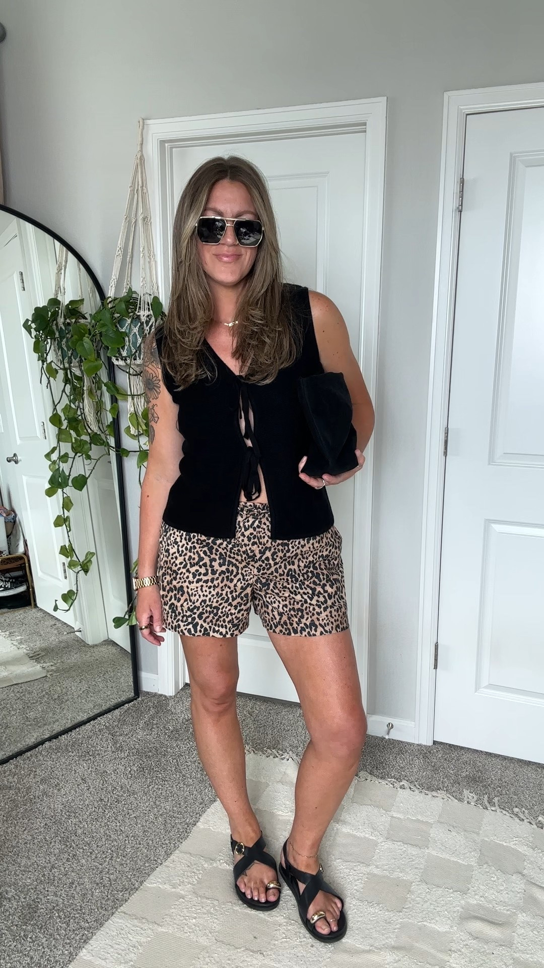 Large top, medium shorts, 11 sandals 

#LTKMidsize #LTKOver40