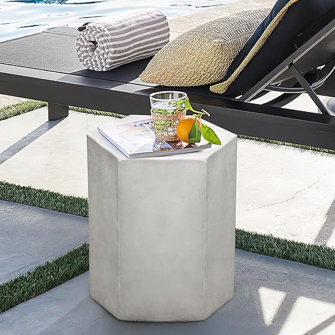 COSIEST Concrete Accent Table, Hexagon Patio Side Table 14.5''Wx16''H, Modular Design Indoor Outd... | Amazon (US)