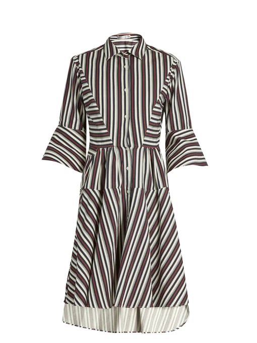 Flounce-sleeve striped cotton-blend shirtdress | Palmer//harding | Matches (US)