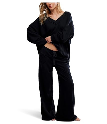 Free People Womens Staycation Pullover, Black, X-Large | Amazon (US)