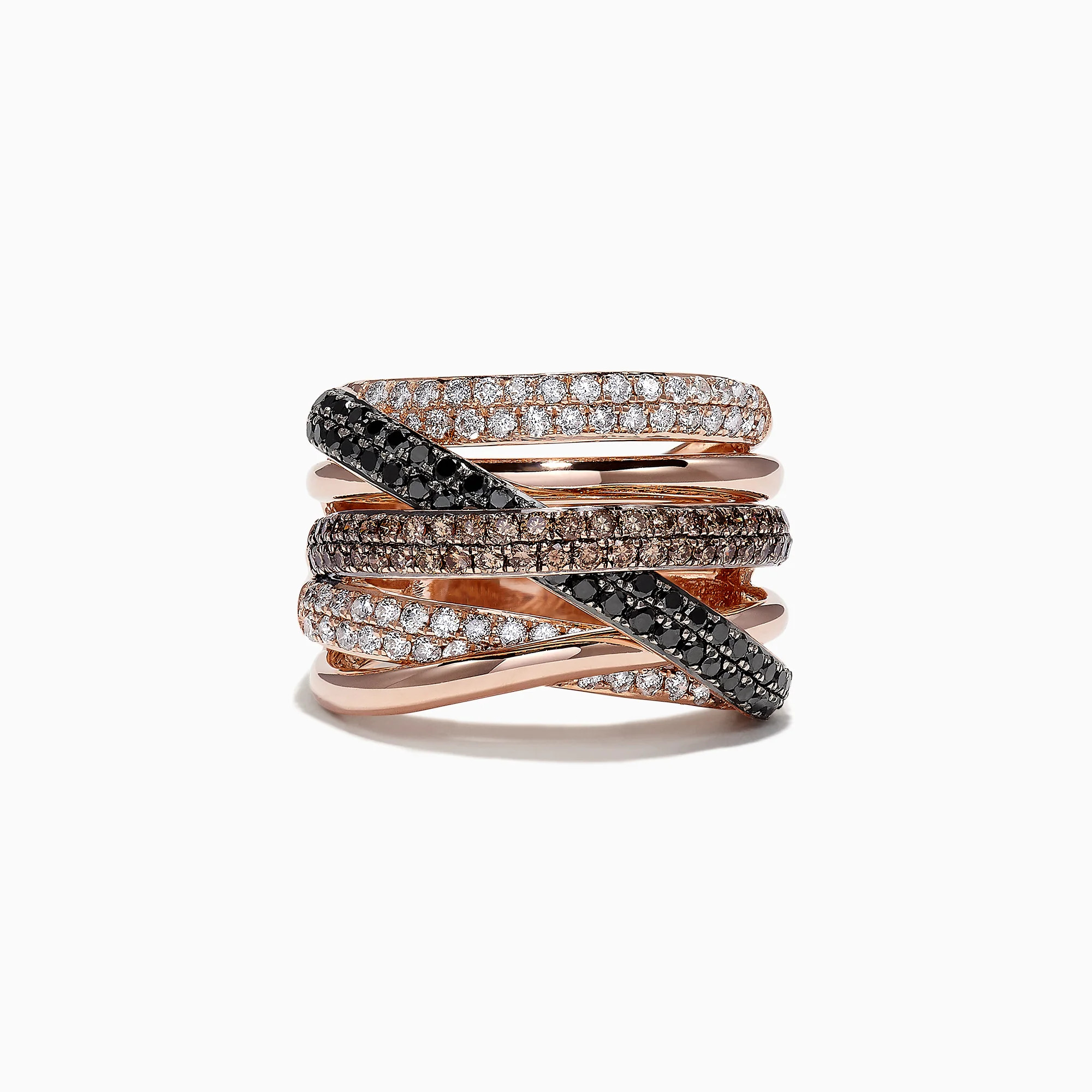 14K Rose Gold Black, Brown and White Diamond Ring, 1.47 TCW | Effy Jewelry