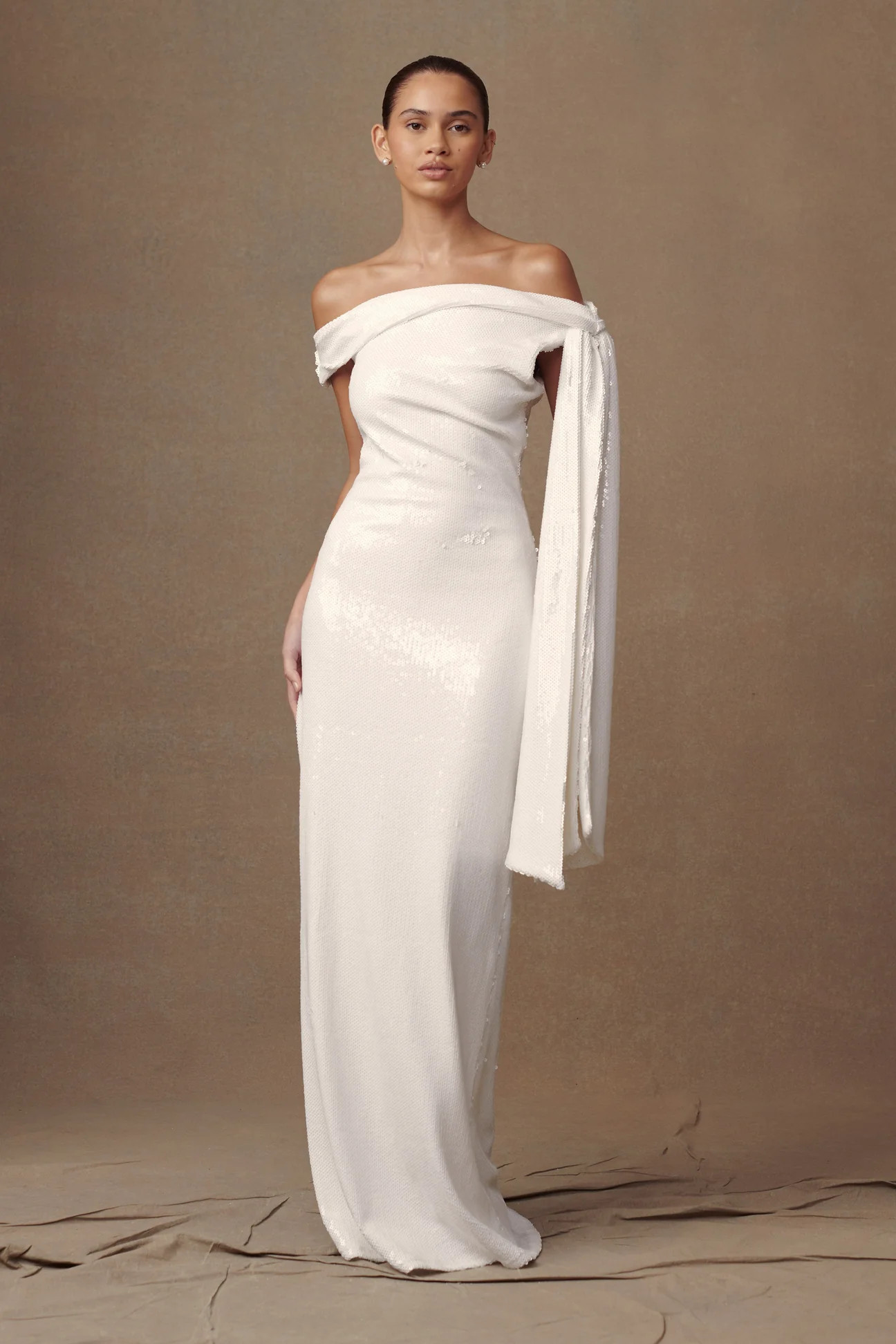Catarina Sequin Maxi Dress - White | MESHKI US
