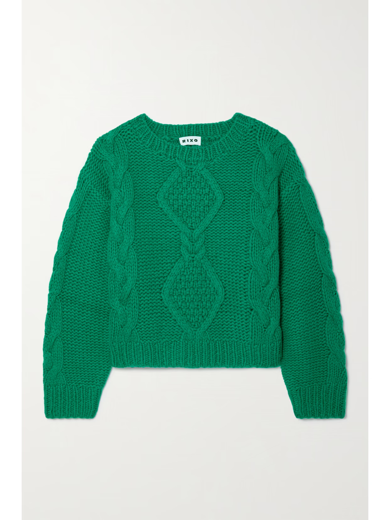 RIXO - Darlene Cable-knit Wool-blend Sweater - Green | NET-A-PORTER (US)
