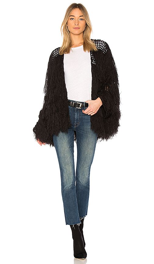 Chaser Fringe Tassel Cardigan in Black. - size L (also in M,S,XS) | Revolve Clothing