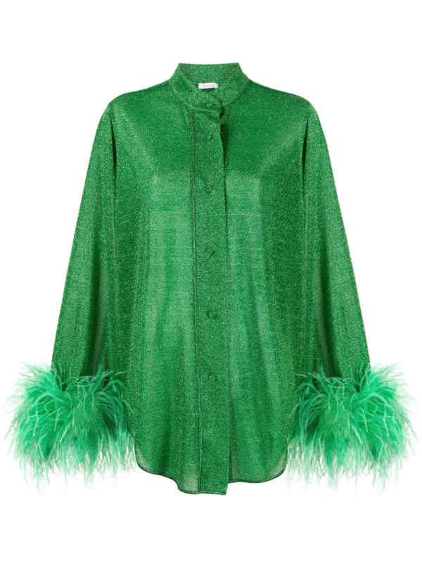 Oséree Lumière Plumage Metallic Shirt - Farfetch | Farfetch Global