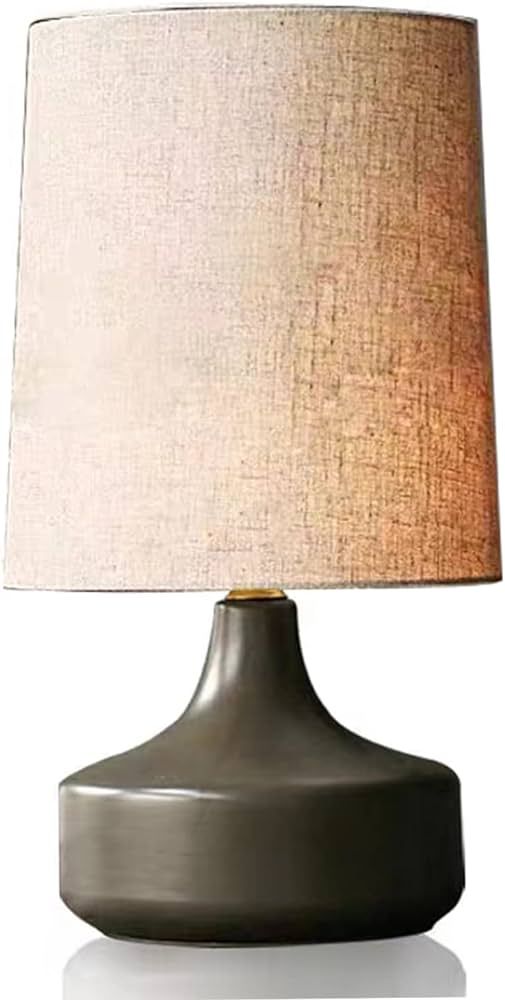 PURESILKS Scandinavian Minimalist Modern Ceramic Table Lamp, Brown Minimalist Ceramic Pot Table L... | Amazon (US)