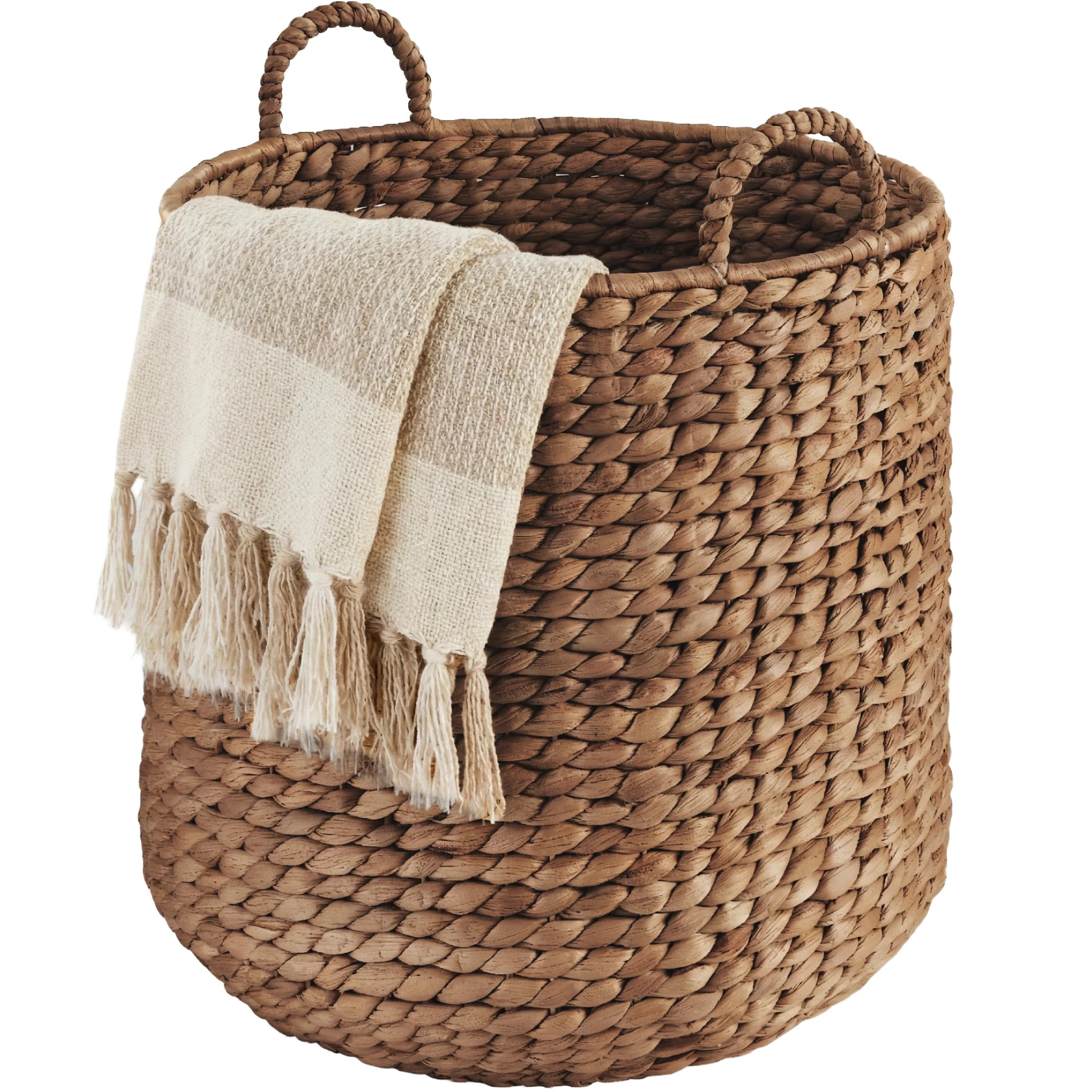 Best Choice Products Round Storage Basket w/ Handles, Handwoven Water Hyacinth, Storage Organizer... | Walmart (US)