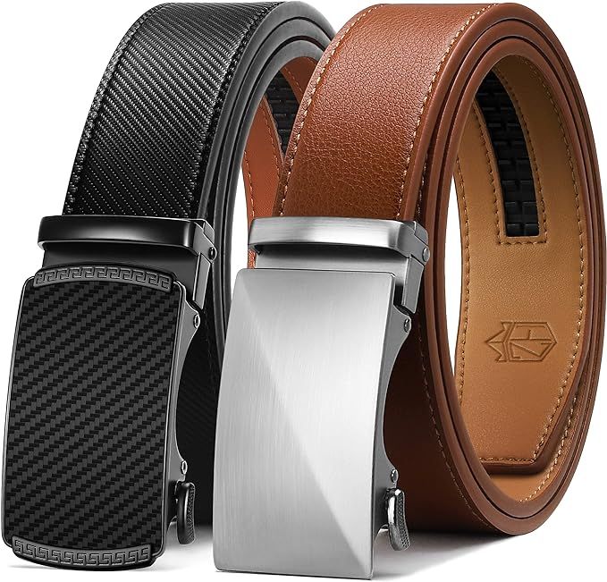 Zitahli Ratchet Belt for Men - 2 Packs Mens belt Leather with 1 3/8" Brown Black Belt in Gift Set... | Amazon (US)