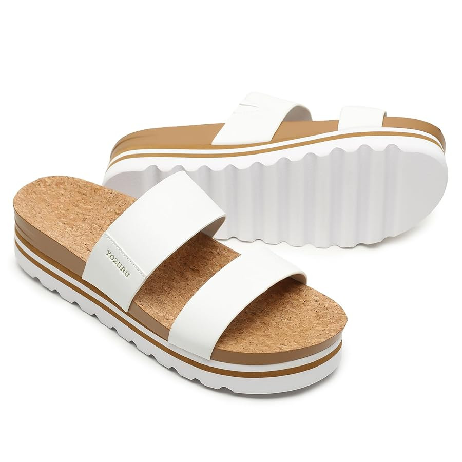 Yozuru Womens Platform Sandals with Arch Support Slip on Slides Comfortable Summer Beach Sandals ... | Amazon (US)