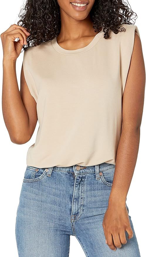 The Drop Women's Maria Power Shoulder Sleeveless Drapey T-Shirt | Amazon (US)