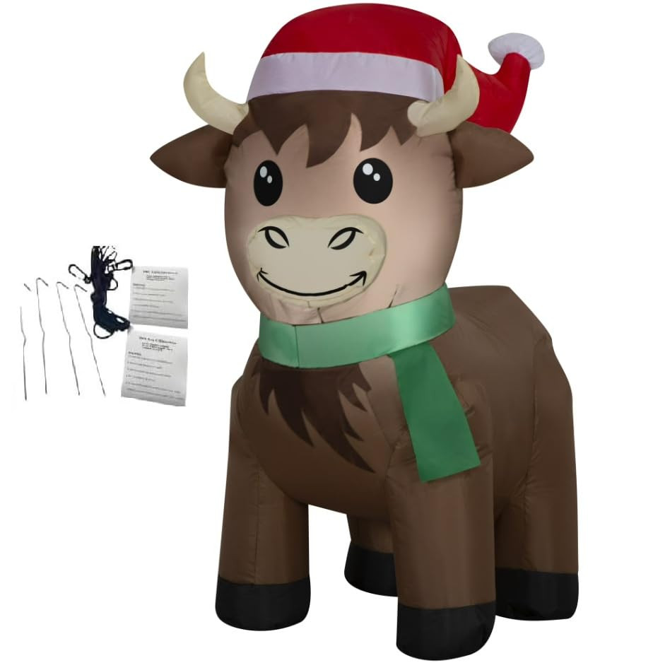 Highlander Cow 3.5 Foot Christmas Inflatable LED Holiday Outdoor Lighted Yard Blow-Up Decoration ... | Amazon (US)