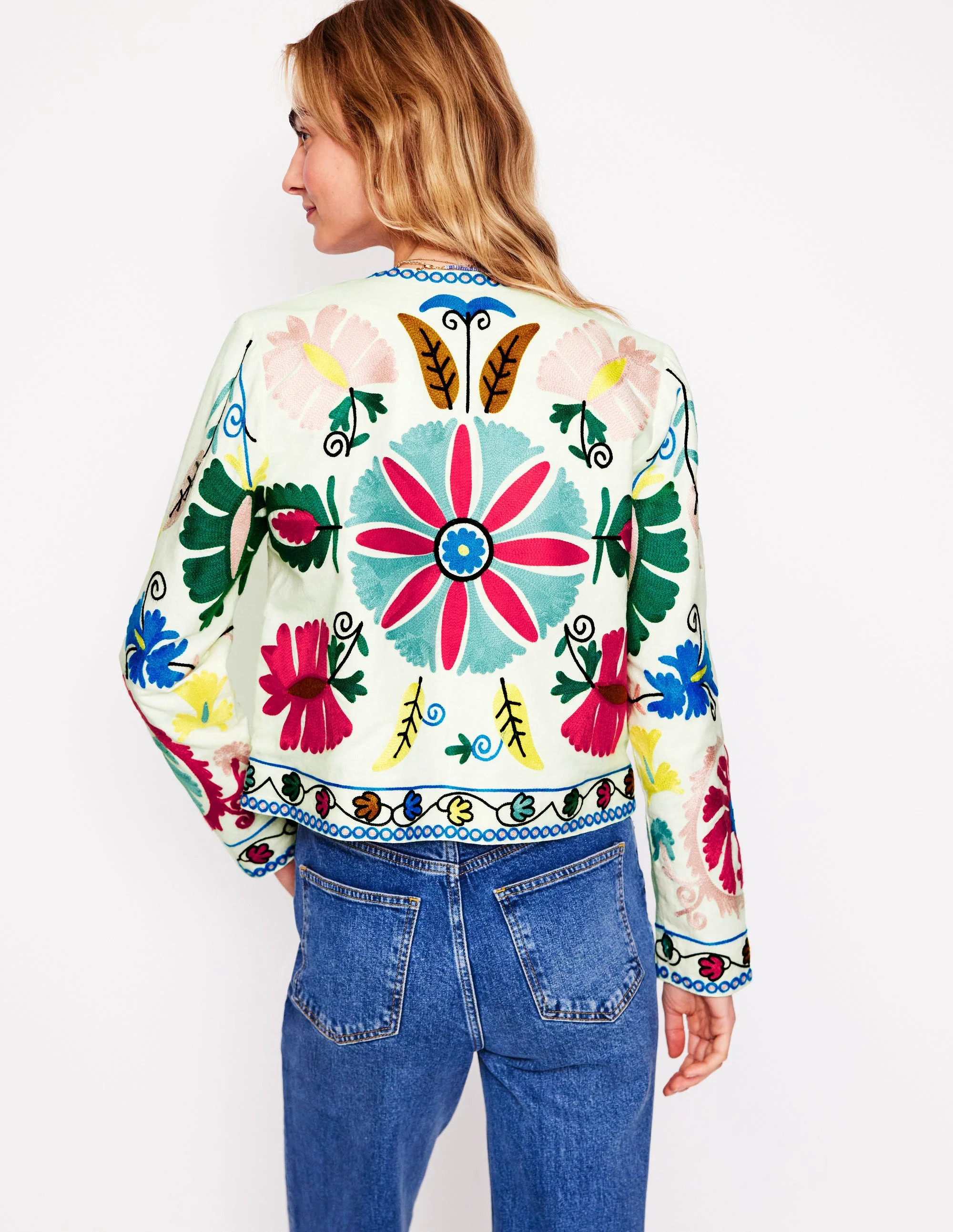 Embroidered Linen Jacket-Multi Embroidery | Boden (US)