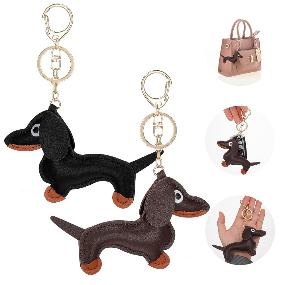 Giantree 2 Pcs Leather Dachshund Keychain, Dachshund Keychain Bag Pendant Key Chain Fashion Cute ... | Amazon (US)