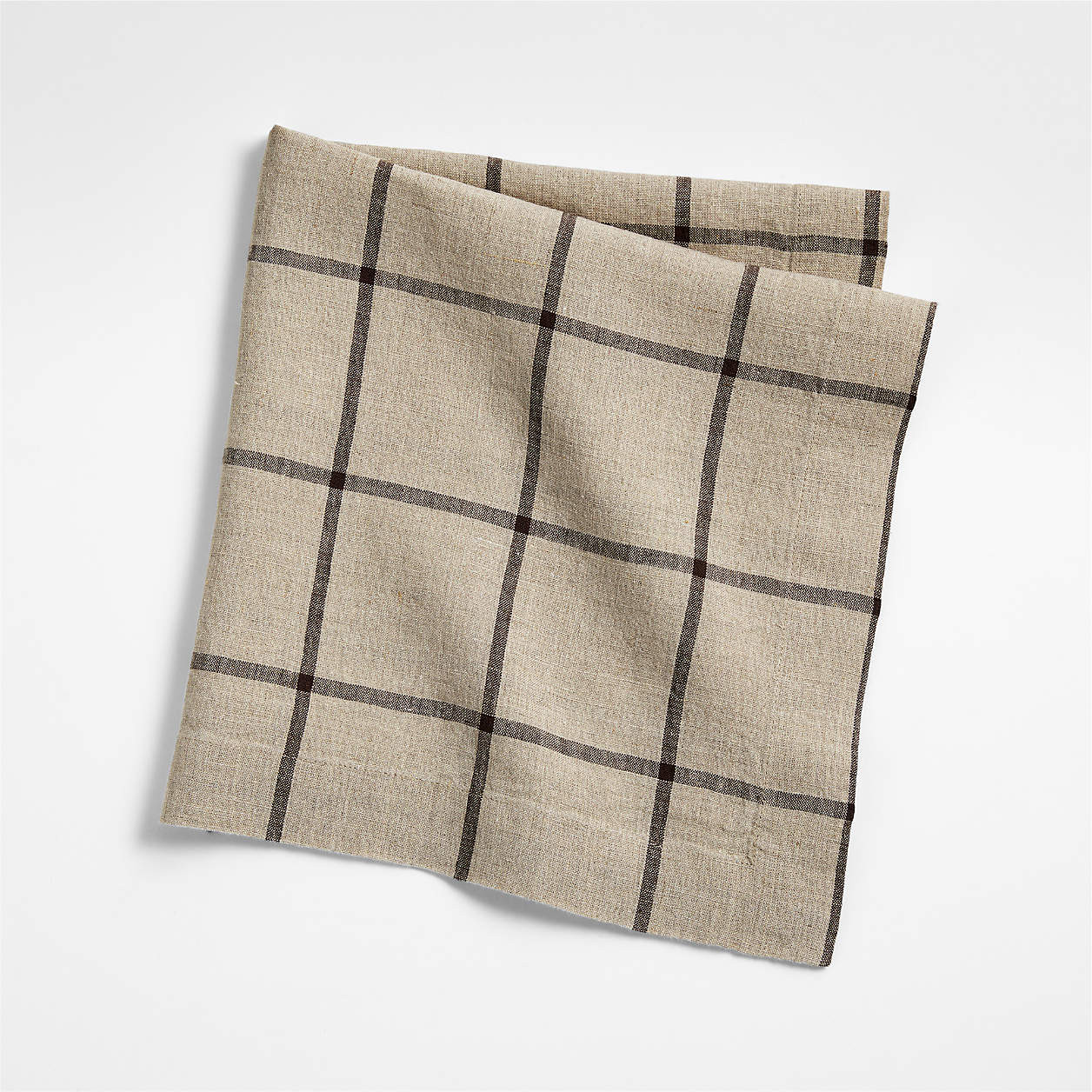 Marin Natural and Earth Brown EUROPEAN FLAX -Certified Linen Windowpane Plaid Napkin + Reviews | ... | Crate & Barrel