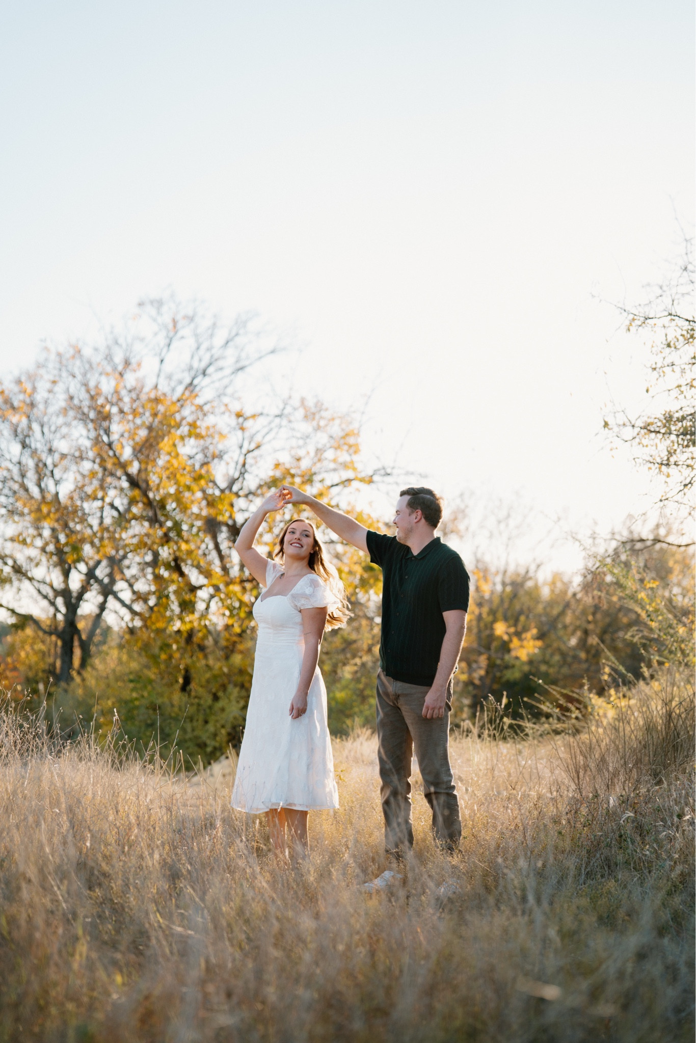 fall engagement pictures 

white midi dress  lulus bridal  bride to be  fall outfit  bridal style  heels

#LTKootd #LTKWedding #LTKTall