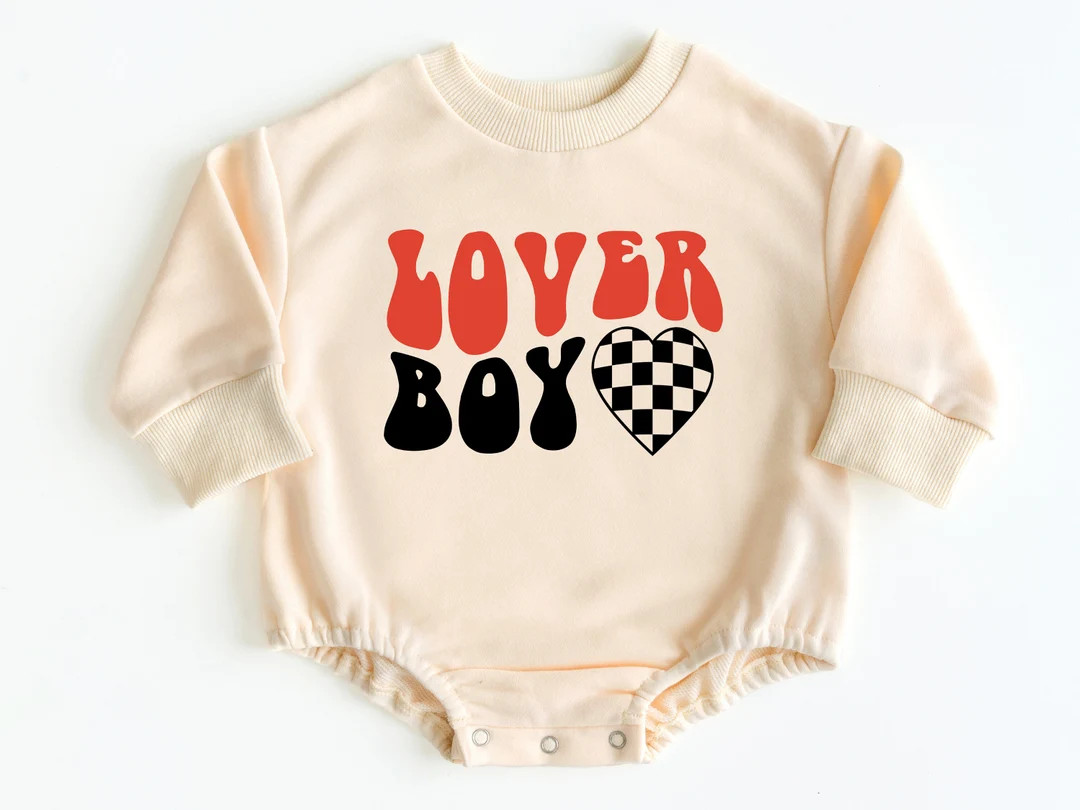 Lover Boy Bubble Romper Sweatshirt, Valentines Baby Outfit, Valentines Day Shirt, Baby Valentines... | Etsy (US)