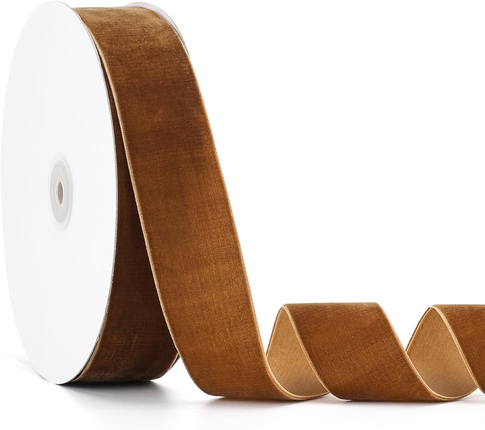 Velvet Ribbon Brown,1-1/2 Inch x 20Yd,Perfect for Christmas Gift Wrapping,Floral Bouquets,Home De... | Amazon (US)