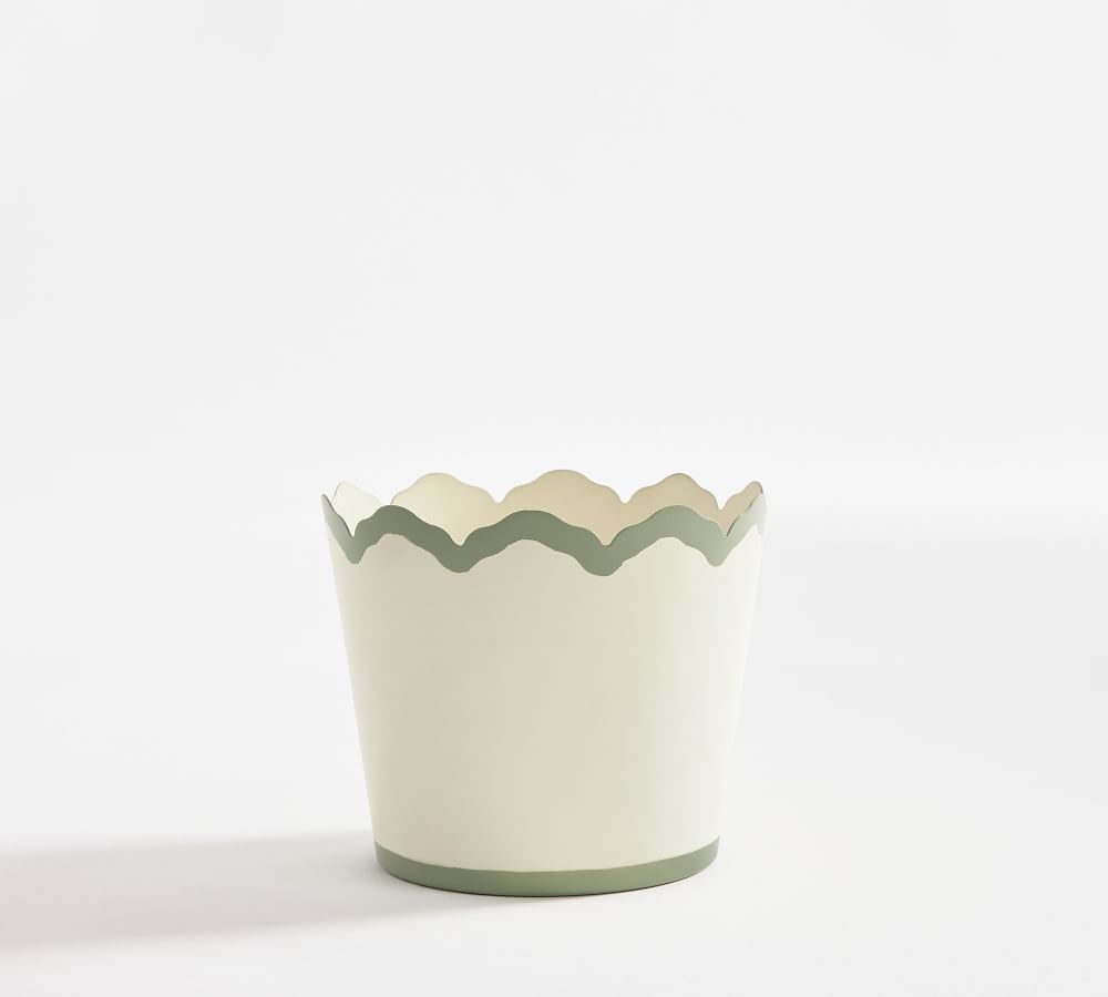 Julia Berolzheimer Lily Scalloped Metal Tole Planters White, Small, 5.5&amp;quot;x4.5&amp;quot; | Pottery Barn (US)
