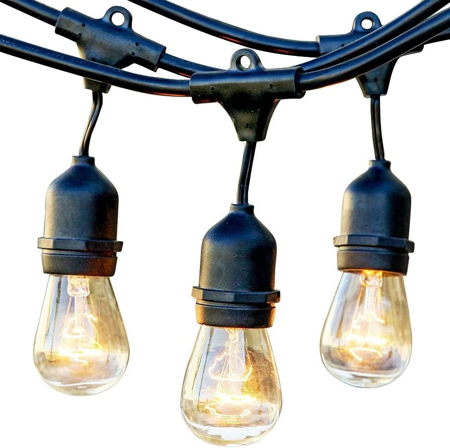 Lemontec Commercial Grade Outdoor String Lights with 15 Hanging Sockets - 48 Ft Black Weatherproo... | Amazon (US)