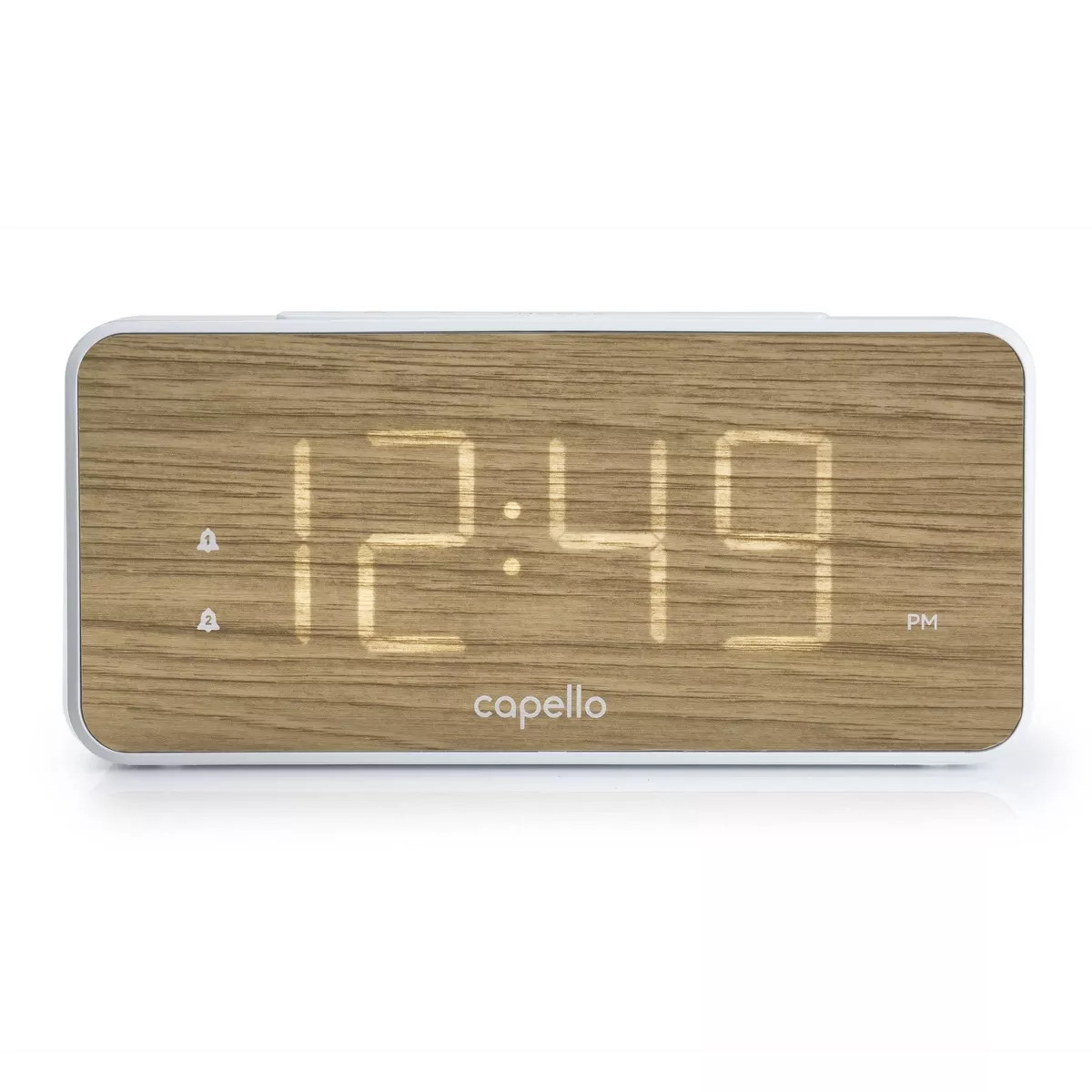 Extra Large Display Digital Alarm Clock White/Pine - Capello | Target