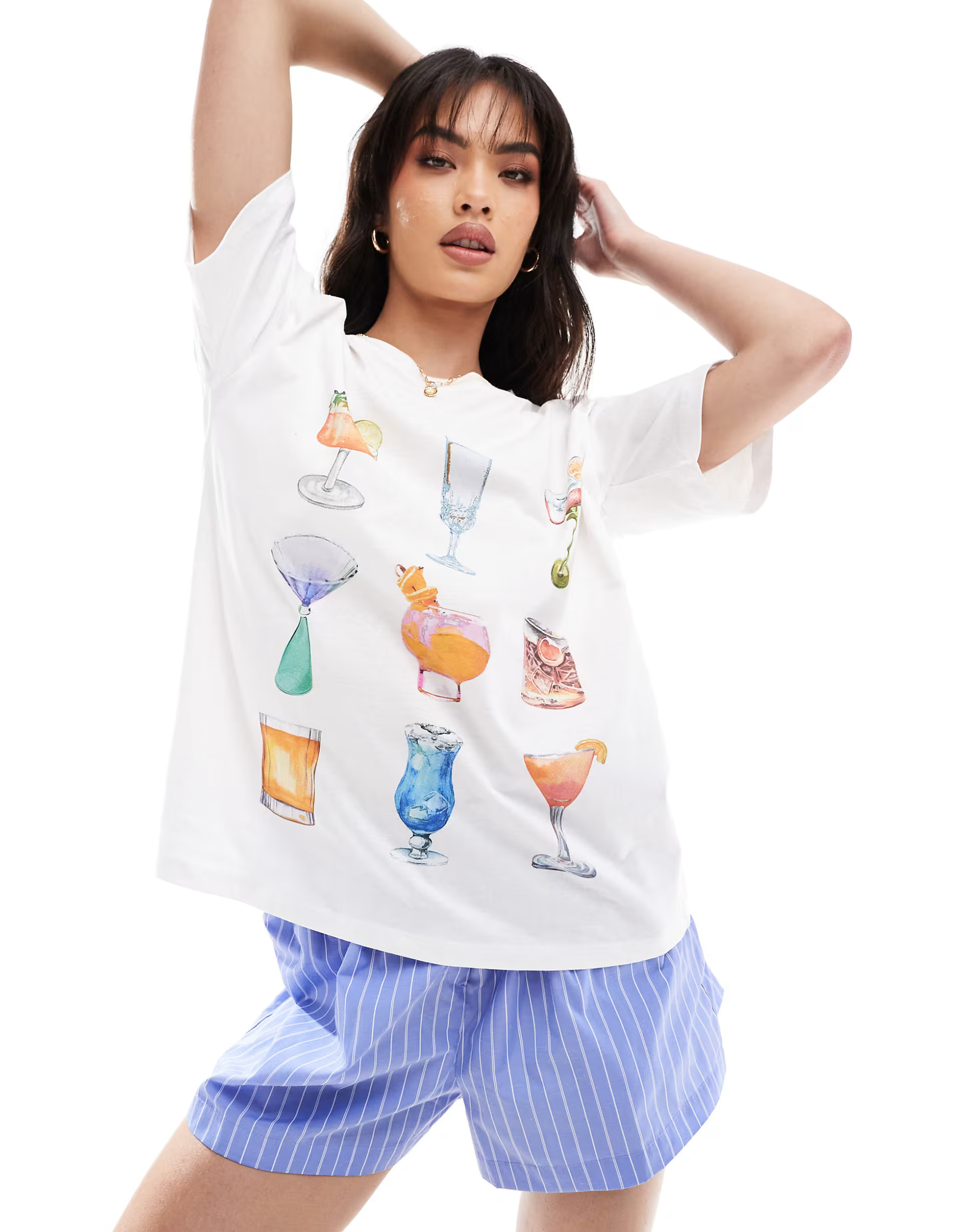 ASOS DESIGN oversized t-shirt with drinks graphic in ivory | ASOS (Global)