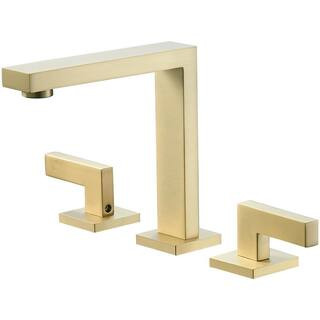 BWE 8 in. Widespread Double Handle Bathroom Faucet With Supply Hose in Brushed Gold A-916439-BG -... | The Home Depot