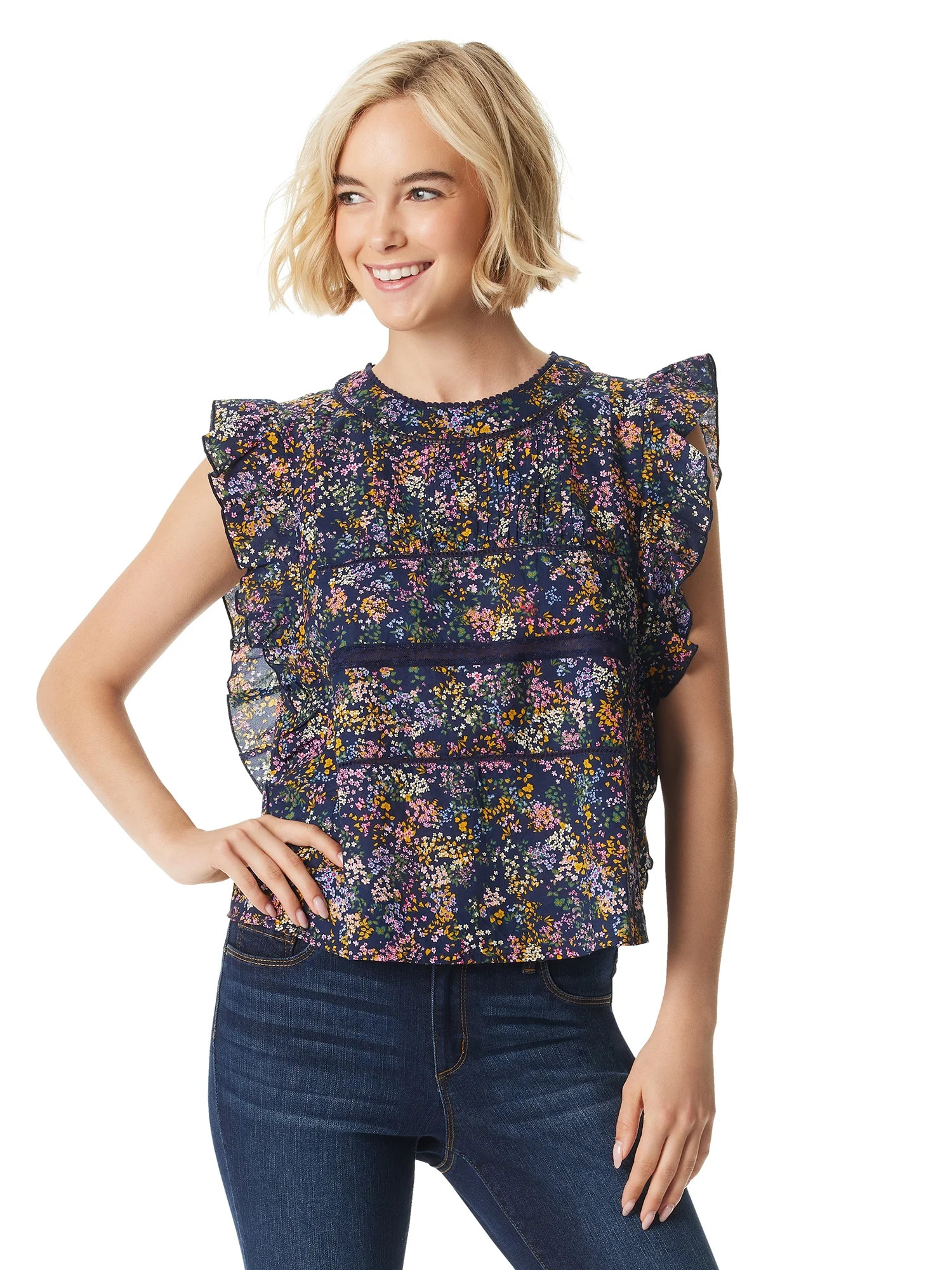 Jessica Simpson Women's Ruby Flutter Woven Top | Walmart (US)