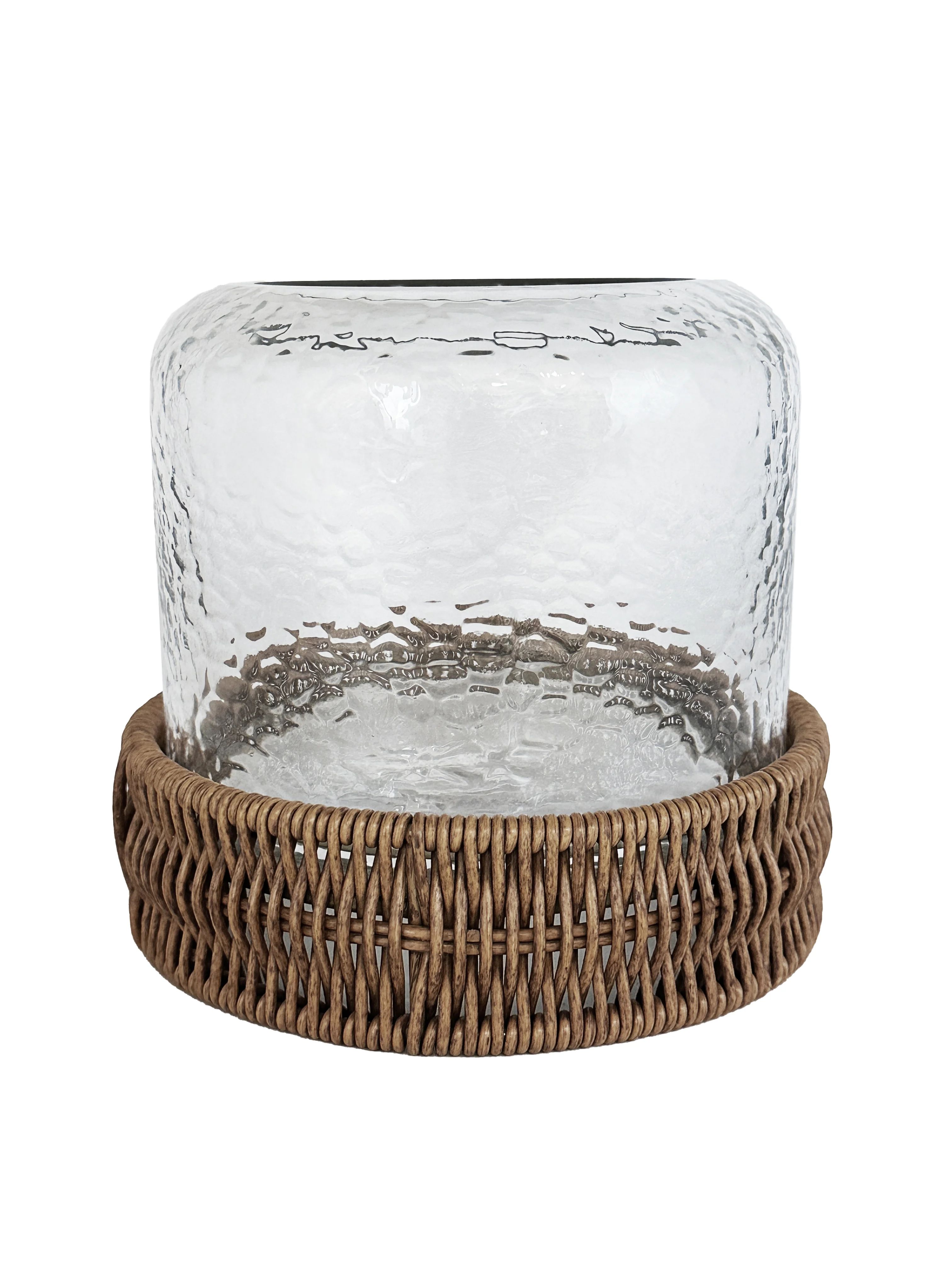 Better Homes & Gardens Woven Base with Clear Hammered Glass Hurricane Medium | Walmart (US)