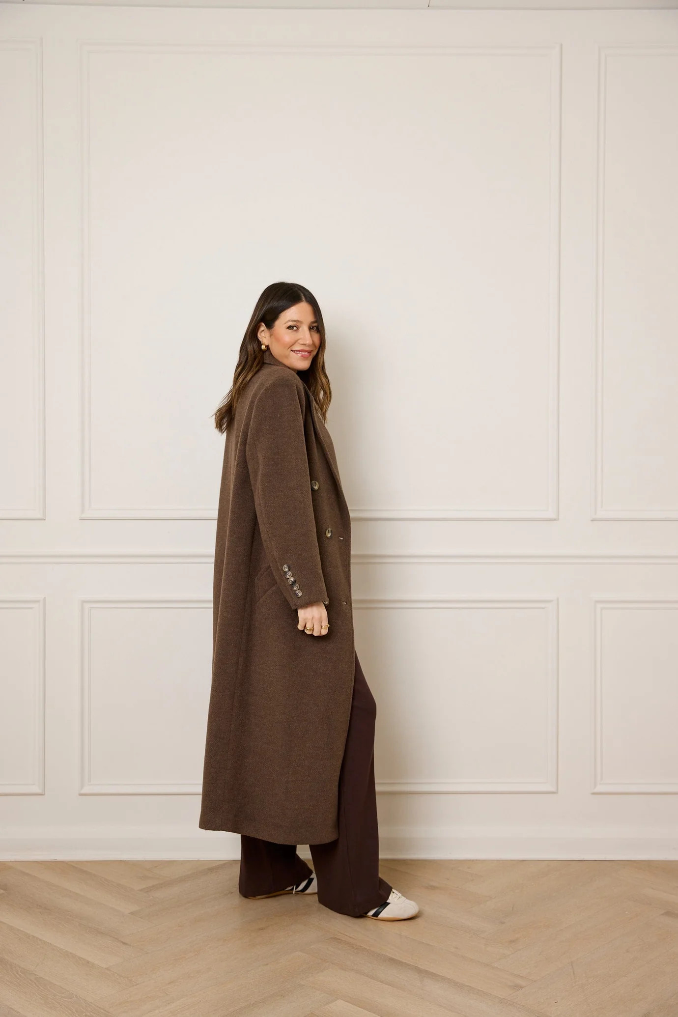 STRUCTURED WOOL BLEND COAT - MOCHA | WAT The Brand