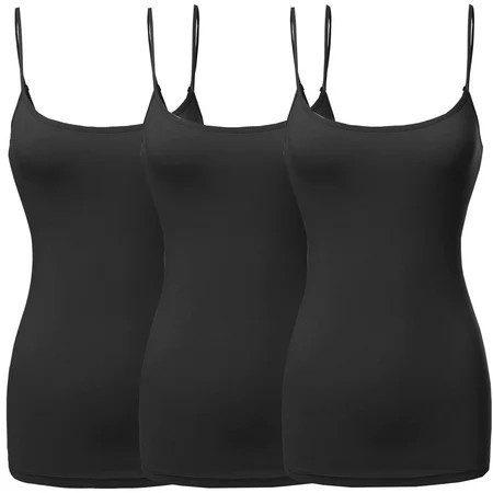 3 Packs - TheLovely Womens & Plus Sizes Basic Solid Long Length Adjustable Spaghetti Strap Tank Top Camisoles | Walmart (US)