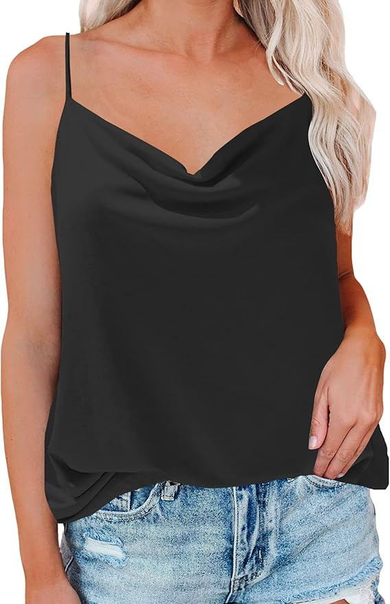 LOLONG Womens Sexy V Neck Spaghetti Strap Shirts Solid Tank Tops | Amazon (US)