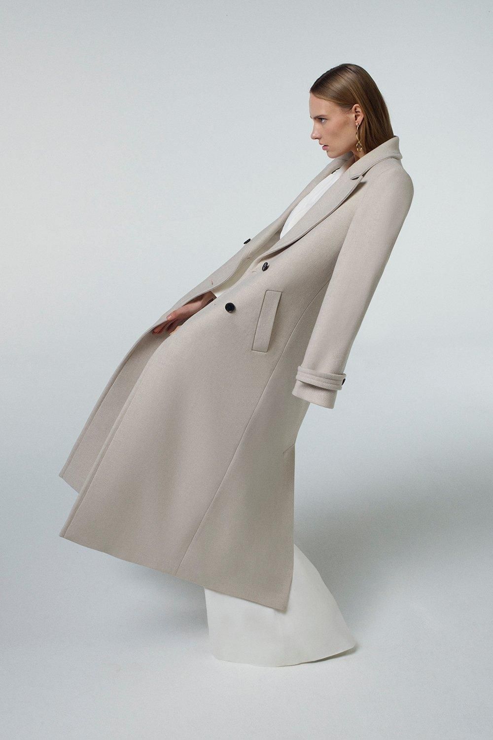Italian Wool Double Breasted Maxi Coat | Karen Millen UK + IE + DE + NL