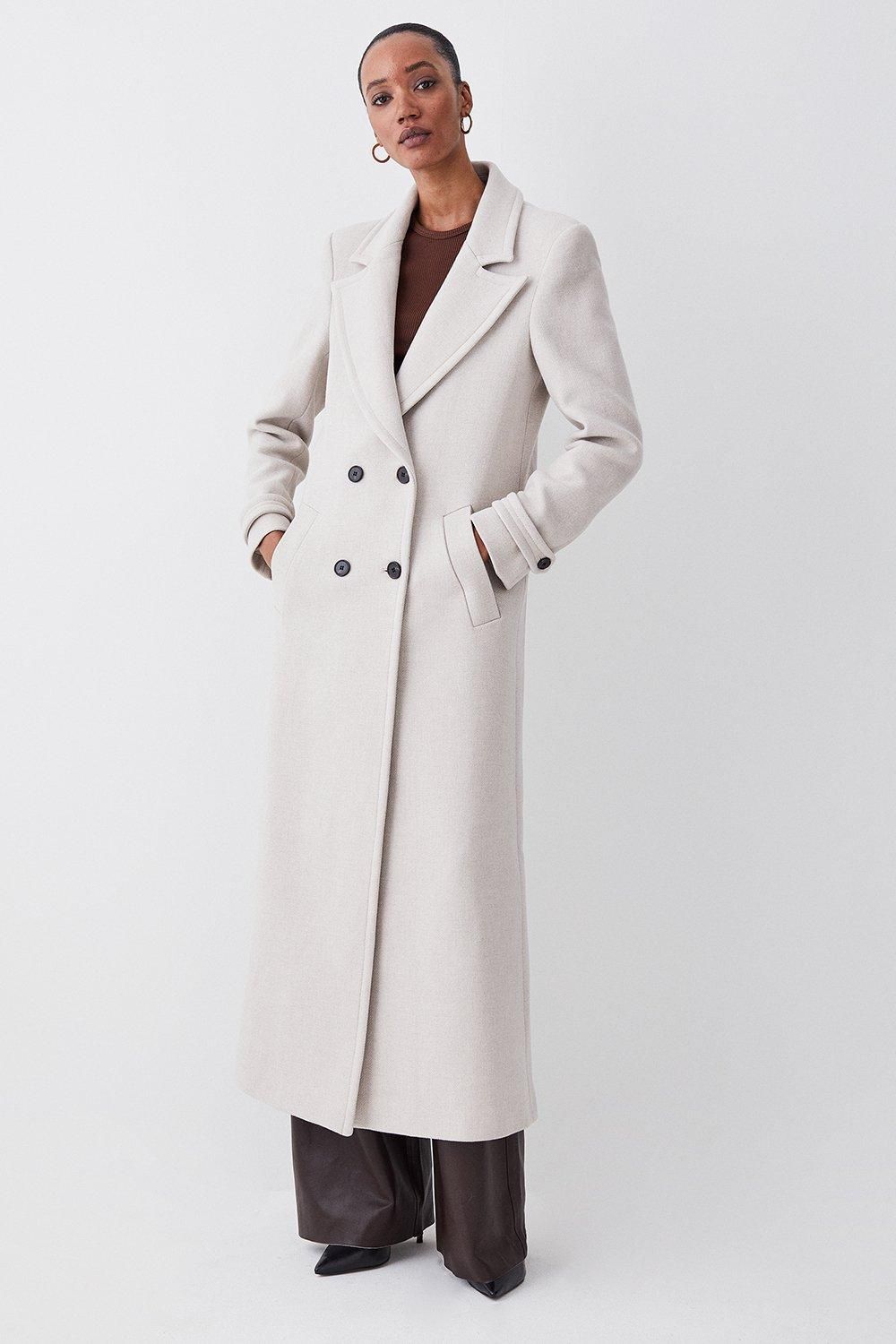 Italian Wool Double Breasted Maxi Coat | Karen Millen UK + IE + DE + NL