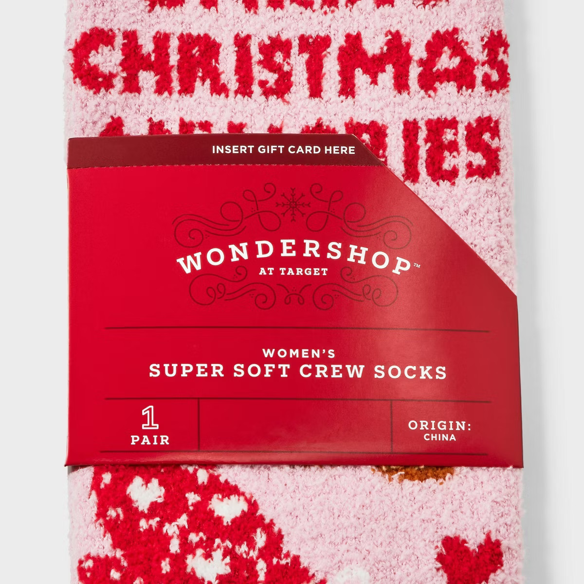 Women's 'Baking Christmas Memories' Cozy Crew Socks with Gift Card Holder - Wondershop™ Pink/Ta... | Target