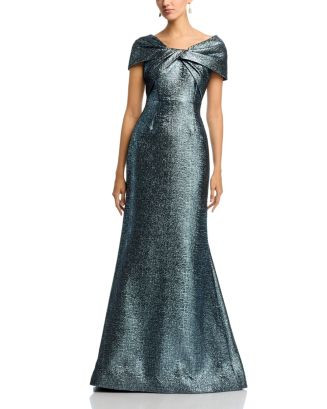 Teri Jon by Rickie Freeman Metallic Jacquard Twist Bodice Off-the-Shoulder Gown | Bloomingdale's ... | Bloomingdale's (AU)