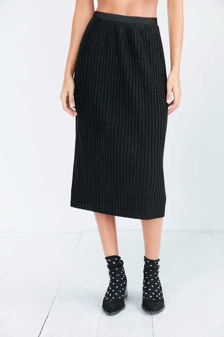 Kimchi Blue Alexis Shimmer Pleat Midi Skirt | Urban Outfitters US