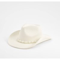 Womens Pearl Detail Western Cowboy Hat - White - One Size | boohoo (US & Canada)