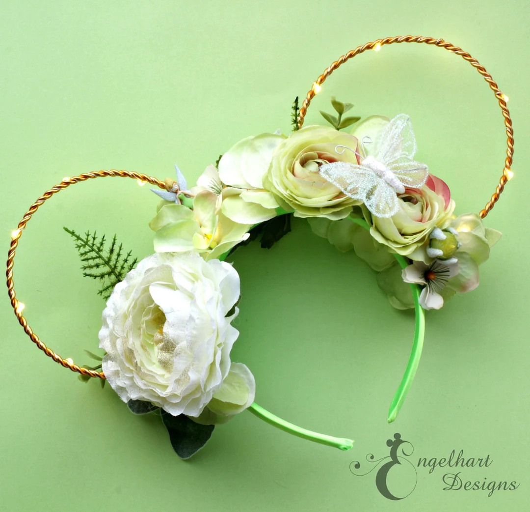 Tinkerbell Ears Headband Tinker Bell Disney Ears Gift Tink Floral Ears Park Accessory Peter Pan W... | Etsy (US)