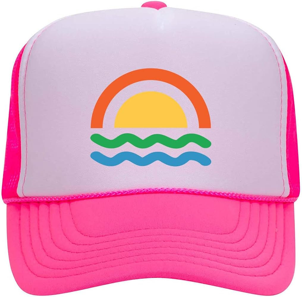 Sun Wave Retro Color Printed Neon 5 Panel High Crown Foam Mesh Back Trucker Hat - for Men and Wom... | Amazon (US)
