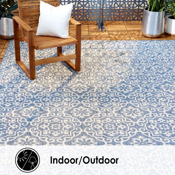 Nicole Miller Patio Country Danica Indoor/Outdoor Area Rug, Blue/Gray, 9'2"x12'5" | Walmart (US)