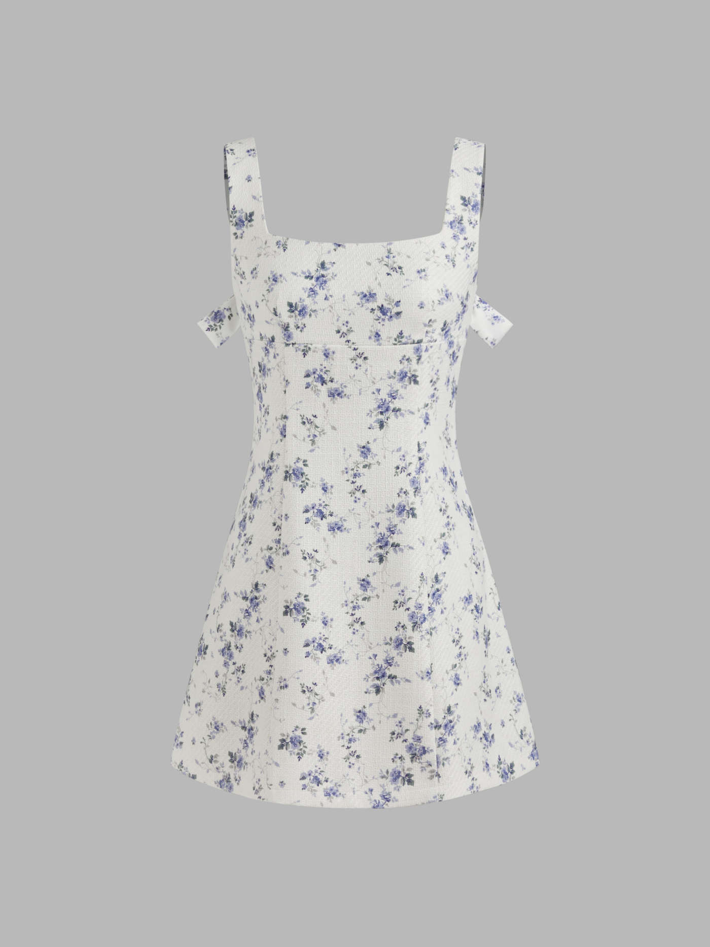 Square Neck Floral Bowknot Mini Dress... | Cider