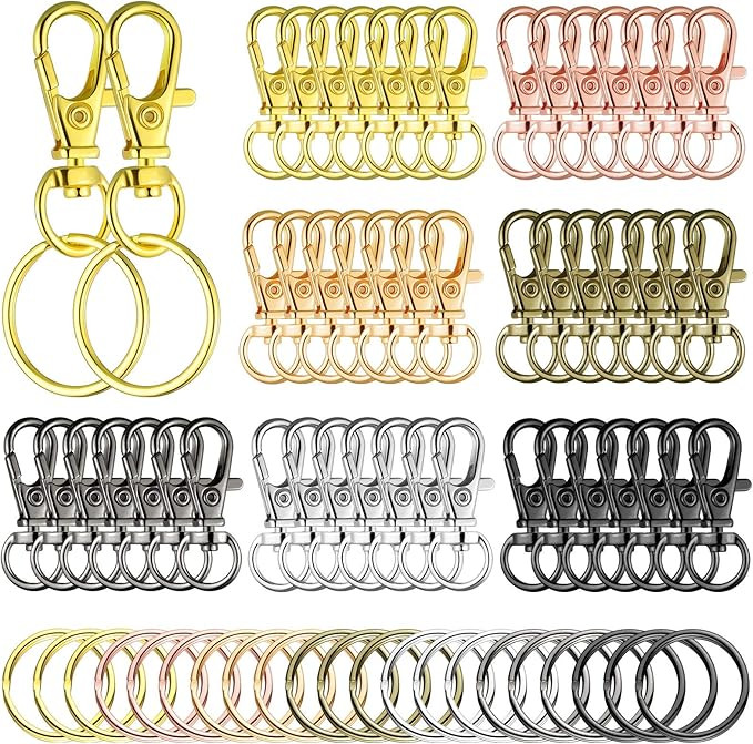 Hotop 100 Pieces Swivel Clasps Set 50 Piece Lanyard Snap Hooks with 50 Piece Key Chain Rings, Lob... | Amazon (US)