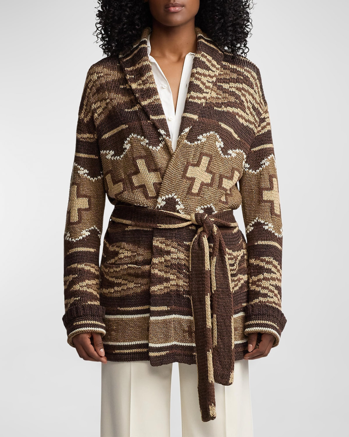 Shawl Knit Self-Tie Cardigan | Neiman Marcus