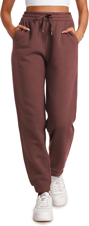 CRZ YOGA Cotton Fleece Lined Sweatpants Women High Waisted Warm Casual Lounge Jogger Pants with P... | Amazon (US)