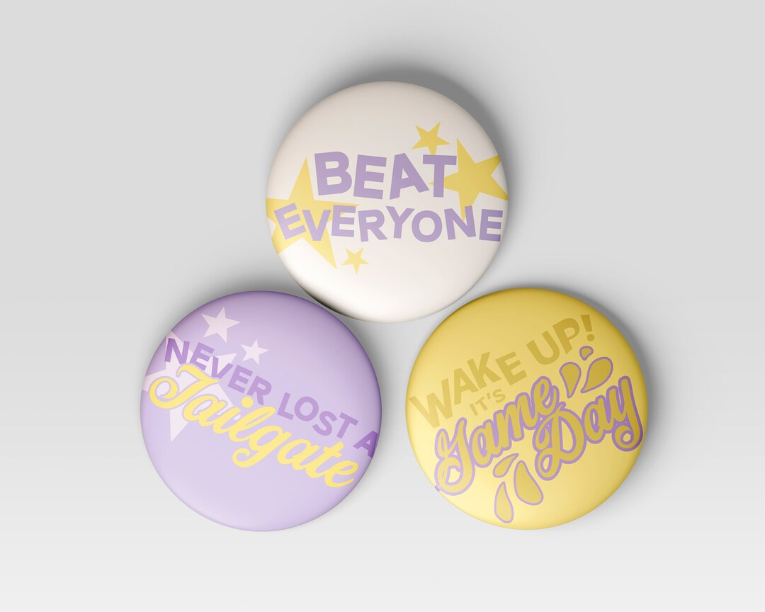 3-pack Purple & Yellow Gameday Buttons | Football Buttons | Tailgate Buttons | Gameday Pins | Foo... | Etsy (US)