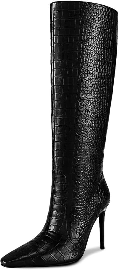 wetkiss Knee High Women's Long Slip On Stiletto High Heel Pointed Toe Boots | Amazon (US)