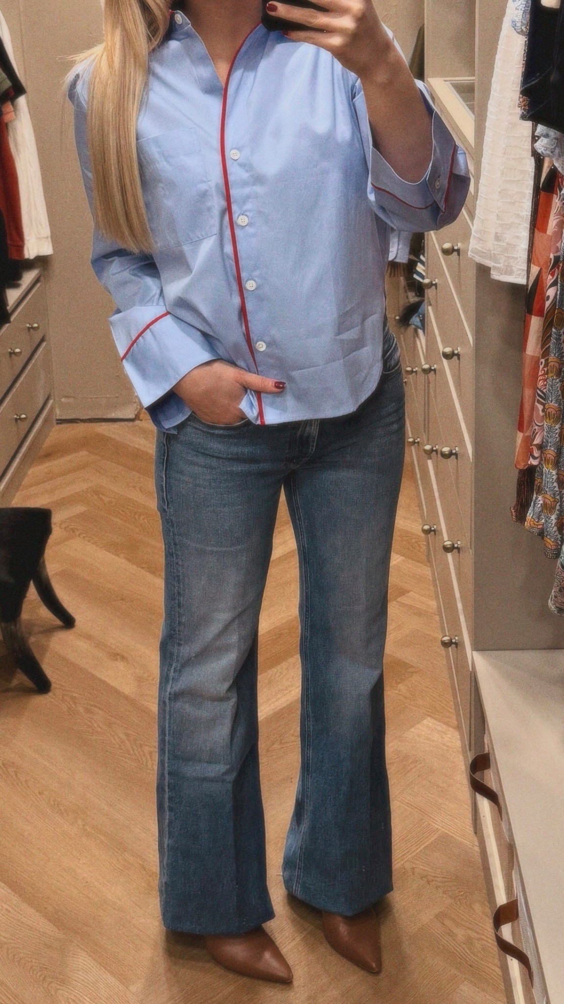 Obsessed with this pajama top!
**Jeans run small but stretch**

#LTKValentine 

#LTKootd #LTKdayinmylife