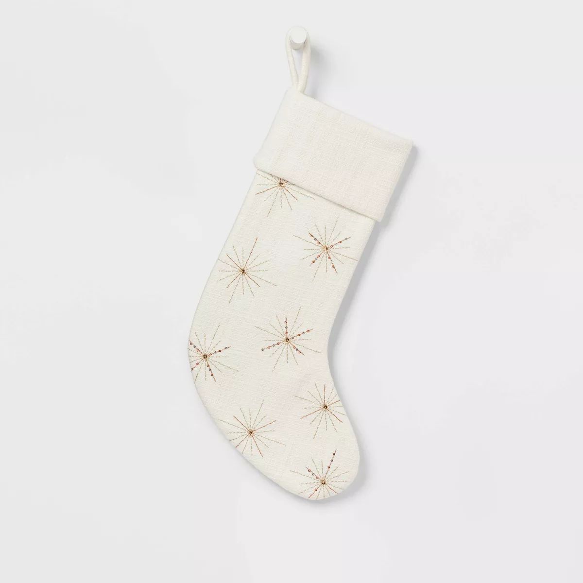 20" Embroidered Starburst Snowflake Christmas Holiday Stocking Cream - Wondershop™ | Target