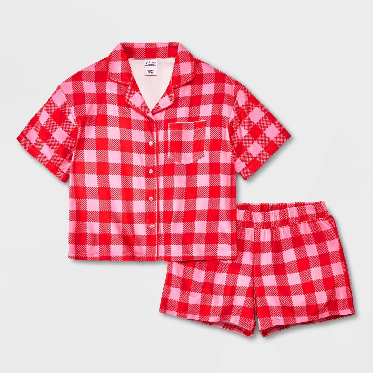 Girls' Short Sleeve Button Up Pajama Set - art class™ Blue M | Target