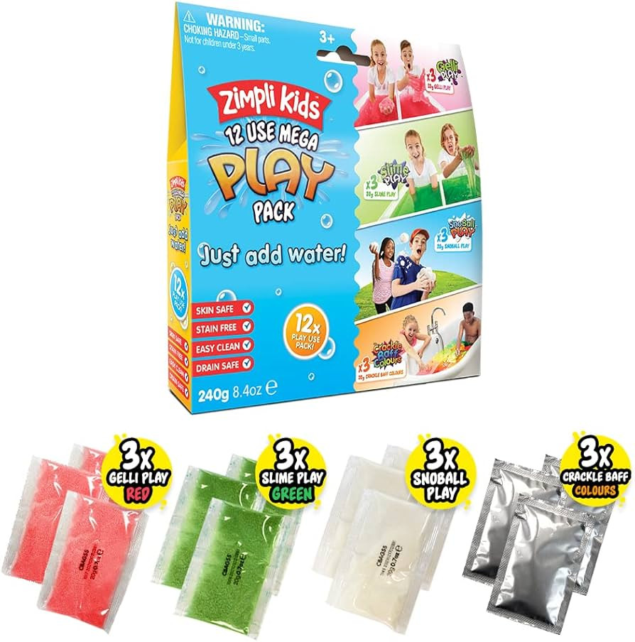 12 Use Mega Play Pack from Zimpli Kids, 3 x Gelli Play, 3 x Slime Play, 3 x Snoball Play & 3 x Cr... | Amazon (UK)